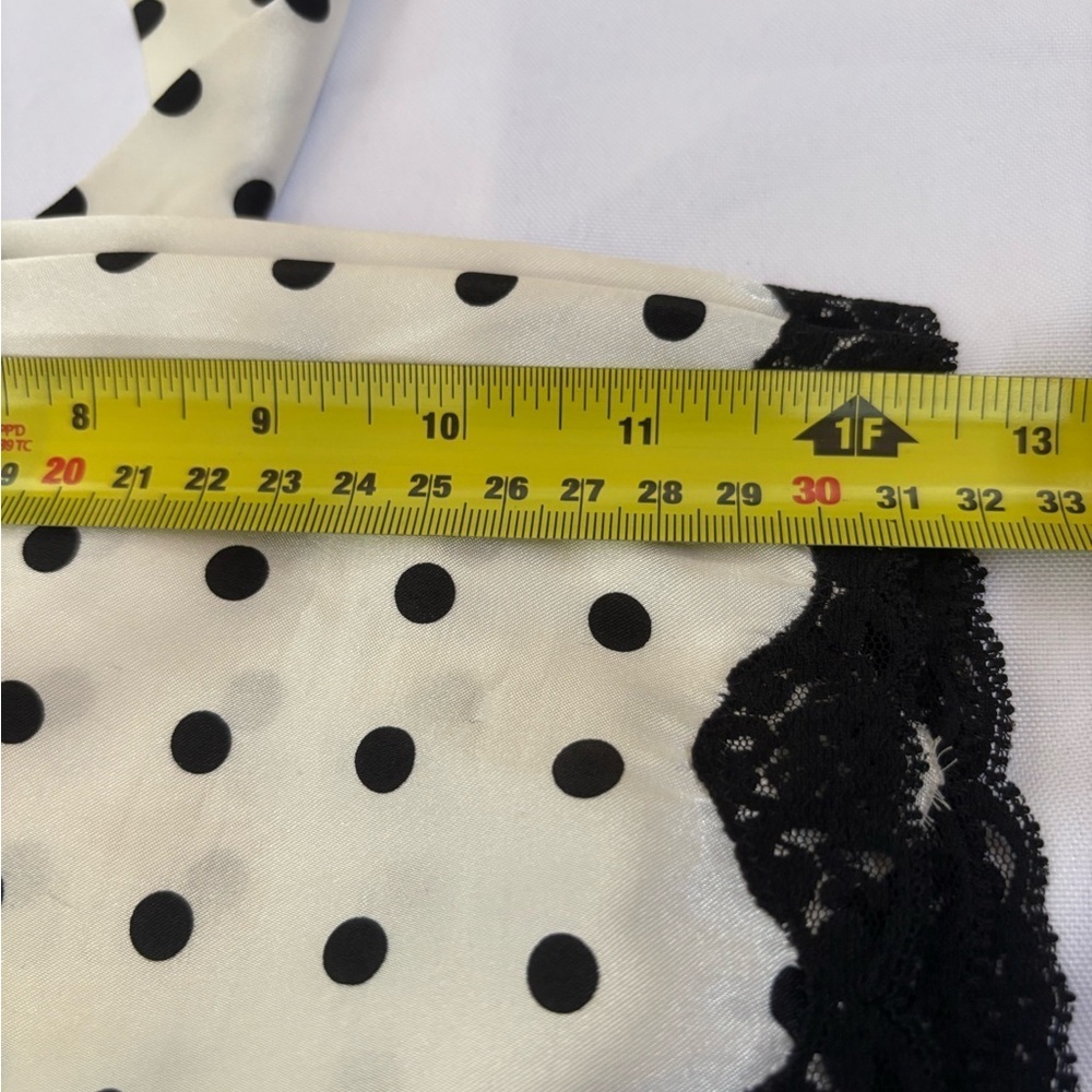 Vintage Sophia by Delicates Robe Kimono Short Black and White Polka Dot Robe L - Picture 5 of 7